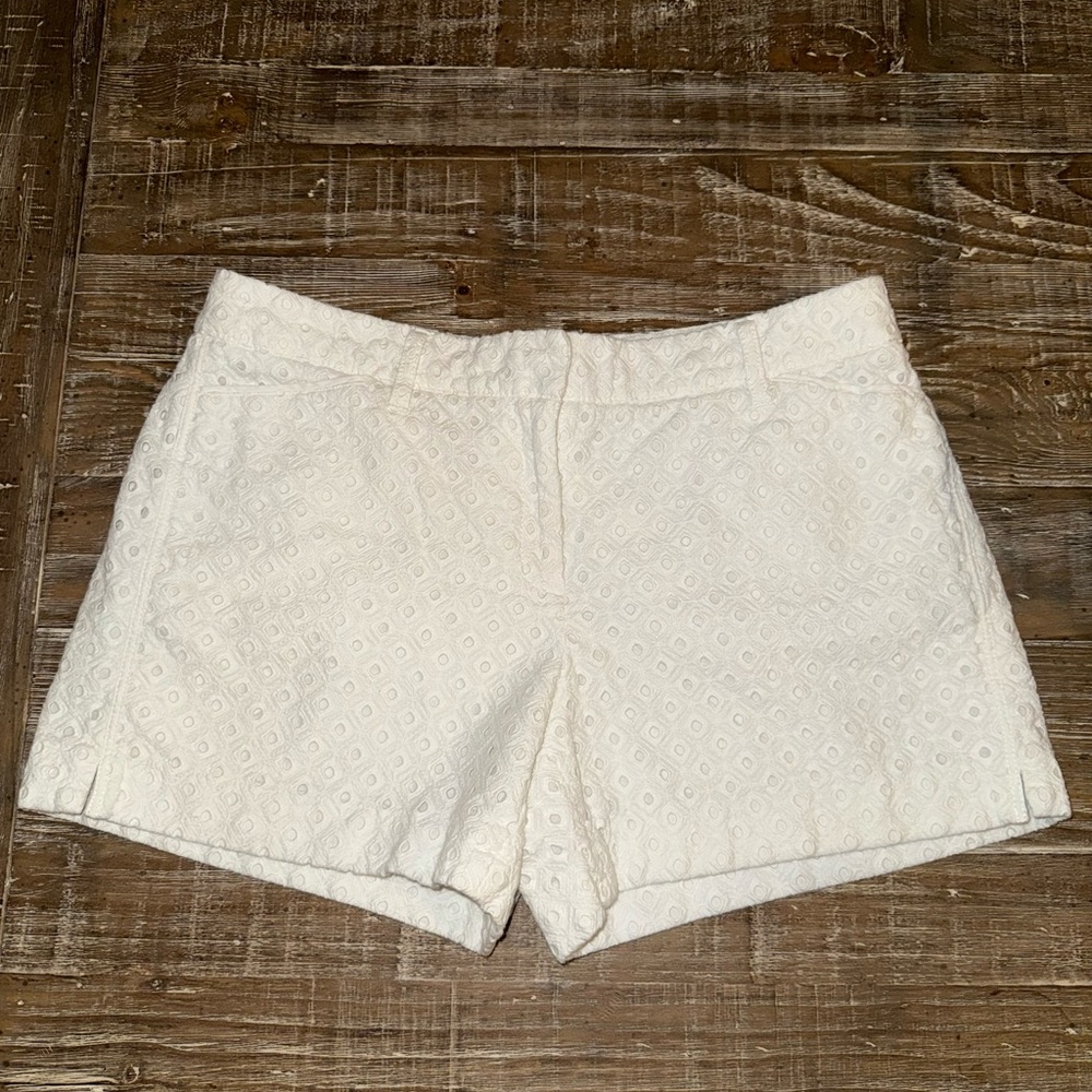 White House Black Market Textured White Shorts